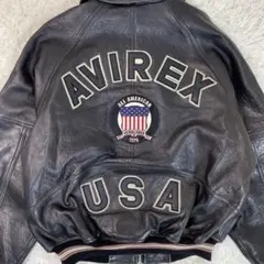 アヴィレックス レザージャケット ブラック アメフト