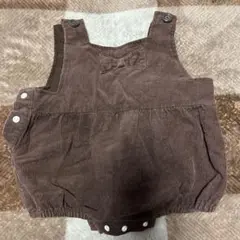 ブラウン コーデュロイ リボンロンパース 70cm ベビー服