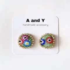 ◆クリムト『接吻』◆ビーズ刺繍ピアス/ビーズ刺繍イヤリング