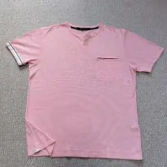 INTERMEZZO インターメッツォメンズ ピンク ヘンリーネックTシャツ