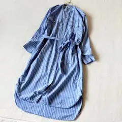 ユニクロ JW ANDERSON ストライプシャツワンピース スタンドカラー
