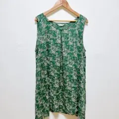 Pyumosso(L) ペイズリー 花柄 ノースリーブ チュニック グリーン