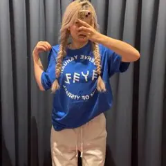 【送料無料】USA古着 両面プリント Tシャツ ブルー カラーTシャツ Y2K