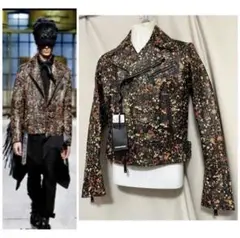 未使用 定価398200円 Dsquared2 牛革 フローラルレザーライダース