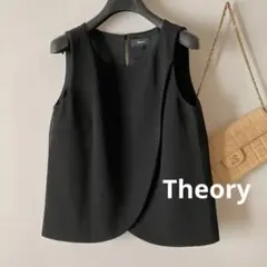 セオリー＊ストレッチジョーゼット ノースリーブプルオーバートップス＊ブラック
