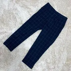 美品 NOLLEY'S Light チェック柄テーパードパンツ ネイビー S