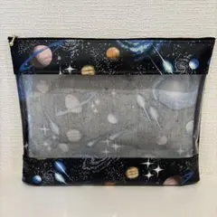 スケルトンポーチ30 宇宙柄　ラミネートポーチ　ハンドメイドポーチ