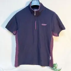 ダンロップ DUNLOP motorハーフジップ Tシャツ L ネイビー