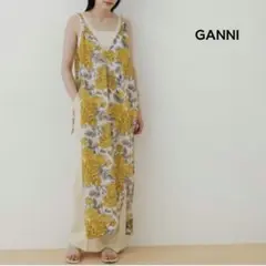 [ガニーGANNI]フラワープリントスリットキャミソールワンピースリゾート総柄