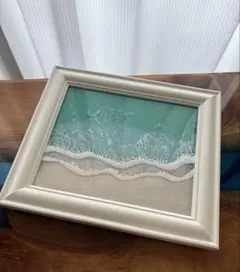 レジンアート　海　オーシャンアート　白枠付き　25×22cm No.152