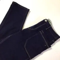 Cafetty デニムパンツ ブッシュパンツ スキニー 裏フリース 紺 L