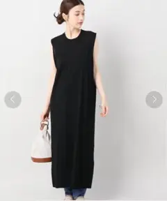 Plage ノースリーブ　コットンニットワンピース　ブラック