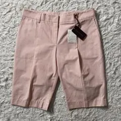 新品未使用】バランタインカシミア　ハーフパンツ　ストライプ　ワンタック　Lサイズ