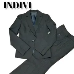 美品 INDIVI パンツスーツ 上下 ブラック ストライプ サイズ5