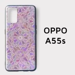 OPPO A55s 5G ケース ピンク パープル 曲線模様