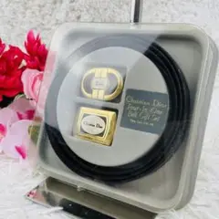 美品✨クリスチャンディオール ベルト 黒 金 革 made in italy