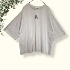gleam グリーム【M】ワイドTシャツ/クマ刺繍/Yippee/ゆったり/半袖
