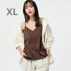 ★ジーユーGU★サテンキャミソールQダークブラウン　XL