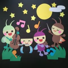 大きい壁面飾り*虫の音楽隊②