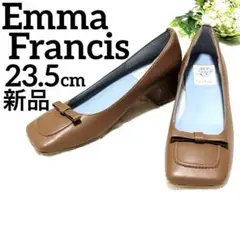 現行品 新品 エマフランシス リボン 23.5 モカ ベージュ スクエアトゥ