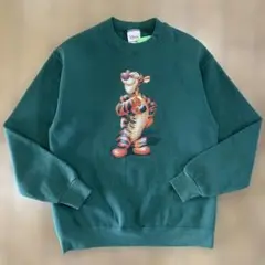 disney 00s スウェット ティガー くまのプーさん 古着 緑 Sサイズ