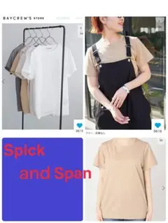 美品 スピックアンドスパン ファインコットンTシャツ ベージュ 完売品