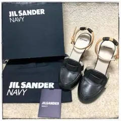 超美品 JIL SANDER ジルサンダー レザー 黒 パンプス ヒール