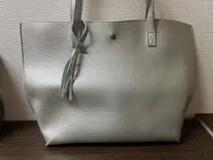 シルバー トートバッグ 内ポケット付き