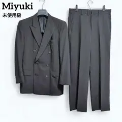【ほぼ新品】ミユキ　礼服　冠婚葬祭　S　ダブル　背抜き　薄手　通気性抜群　黒