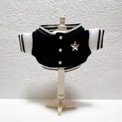 10cm、11cm ぬい 服 スタジャン ブルゾン　黒×白袖