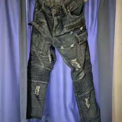 スキニーデニム 34/30 ダメージ加工