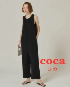 美品【cocaコカ】オールインワンエンボス加工ロンパース ジャンプスーツF