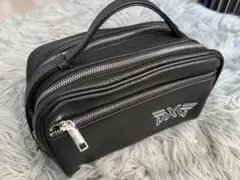 PXG ラウンド ポーチ バッグ ダブルファスナー 合皮