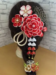 つまみ細工 かすみ草髪飾り成人式 卒業式 結婚式 七五三