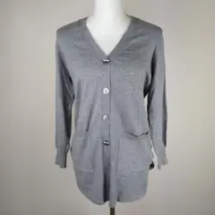【未使用】シンプルグレー Vネック カーディガン　sizeM