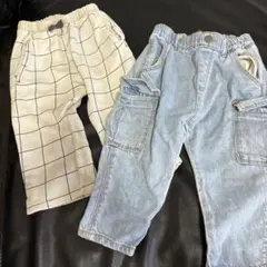 zara kids デニムカーゴパンツとチェックパンツセット
