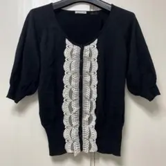 CROLLA アクアガール　クローラ　半袖　レース　カーディガン　ブラック