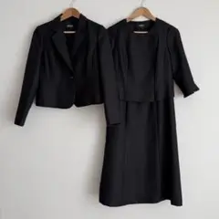 桂由美 ブラックフォーマル ジャガード ジャケット&ワンピース アンサンブル