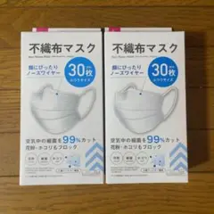 ダイソー 不織布マスク ふつうサイズ 30枚 2個セット 計60枚 ふつうマスク