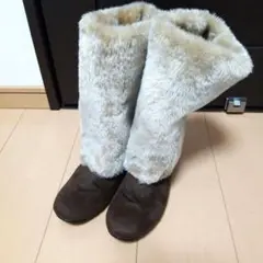 ファー付きフラットブーツ Mサイズ