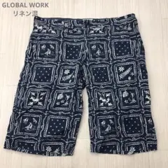 GLOBAL WORK グローバルワーク リネン ハーフハーフパンツ M
