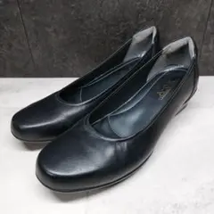 極美品 A-OK コンフォートパンプス 23.5cm 3E ウェッジソール 本革