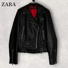 ZARA フェイクレザー ダブル ライダースジャケット S ブラック 黒