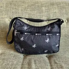 【美品】LeSportsac レスポ☆ナイロンショルダーバック リボン ドット