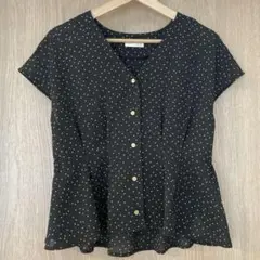 ❤️新品未使用❤️インデックス 楊柳ペプラムドットブラウス Mサイズ 黒、ブラック