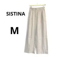 SISTINA 麻　ベージュ　上品　カジュアルパンツ　ワイドパンツ　韓国製　M