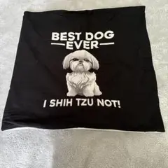 シーズー犬 クッションカバー BEST DOG EVER ブラック