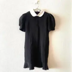 ☆【CanCanStudio】ミニワンピース 丸襟 裾フリル バックファスナーS