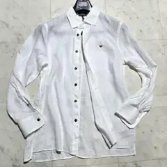 903 EMPORIO ARMANI ホワイト リネン100% シャツ M~L