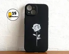 【割引有り】iPhone15 ケース　カバー　スマホケース　黒　Rose　ばら